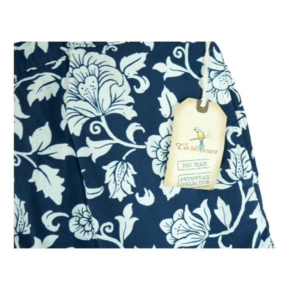 NWT Caribbean Big Man Navy Floral Men's Swimwear trunks Size 2X ~ MSRP $55 - Picture 5 of 6